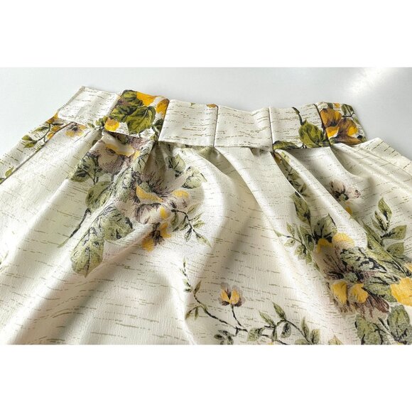 Vintage 60s pleated curtains, yellow green bold floral, Fiberglass panels - Picture 7 of 10